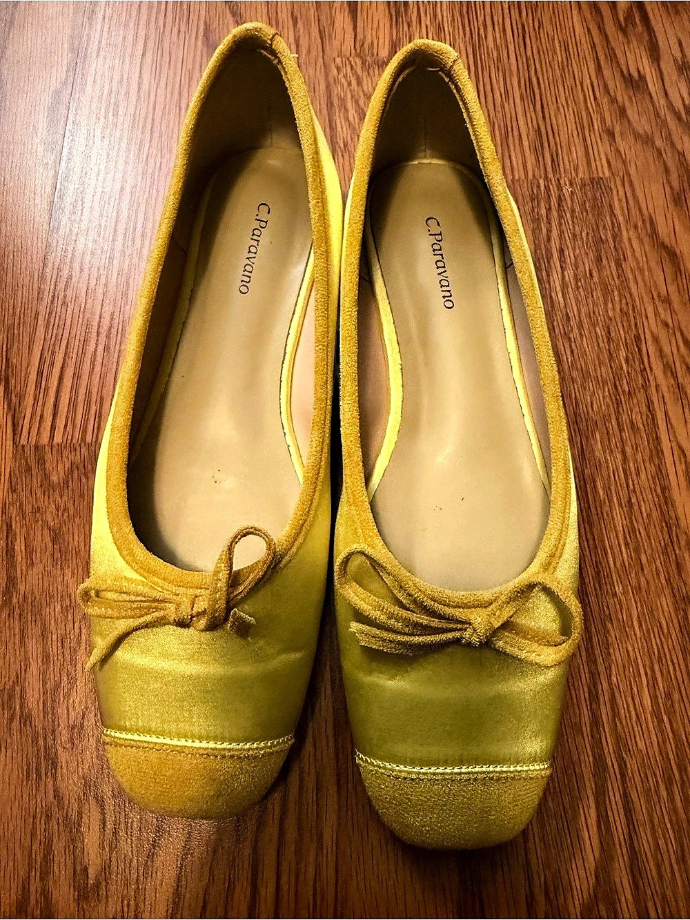 C. Paravano Eva Bow Ballet Flats Yellow EU 38